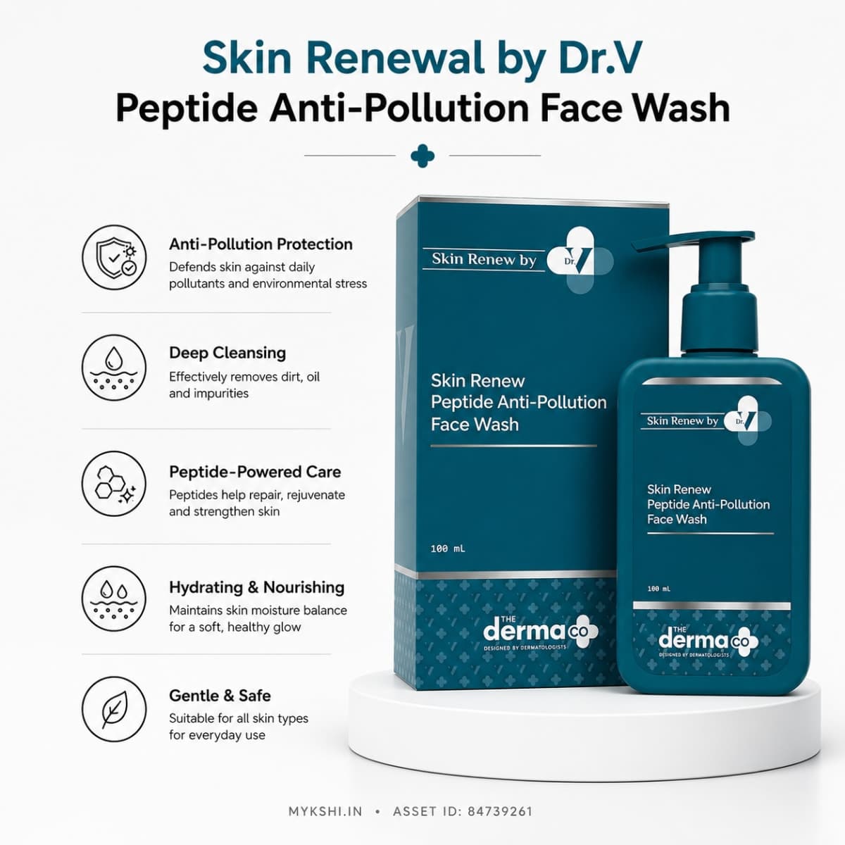 The Derma Co. X Dr V Skin Renew Peptide Anti-Pollution Face Wash with Peptides & Niacinamide - 100 ml