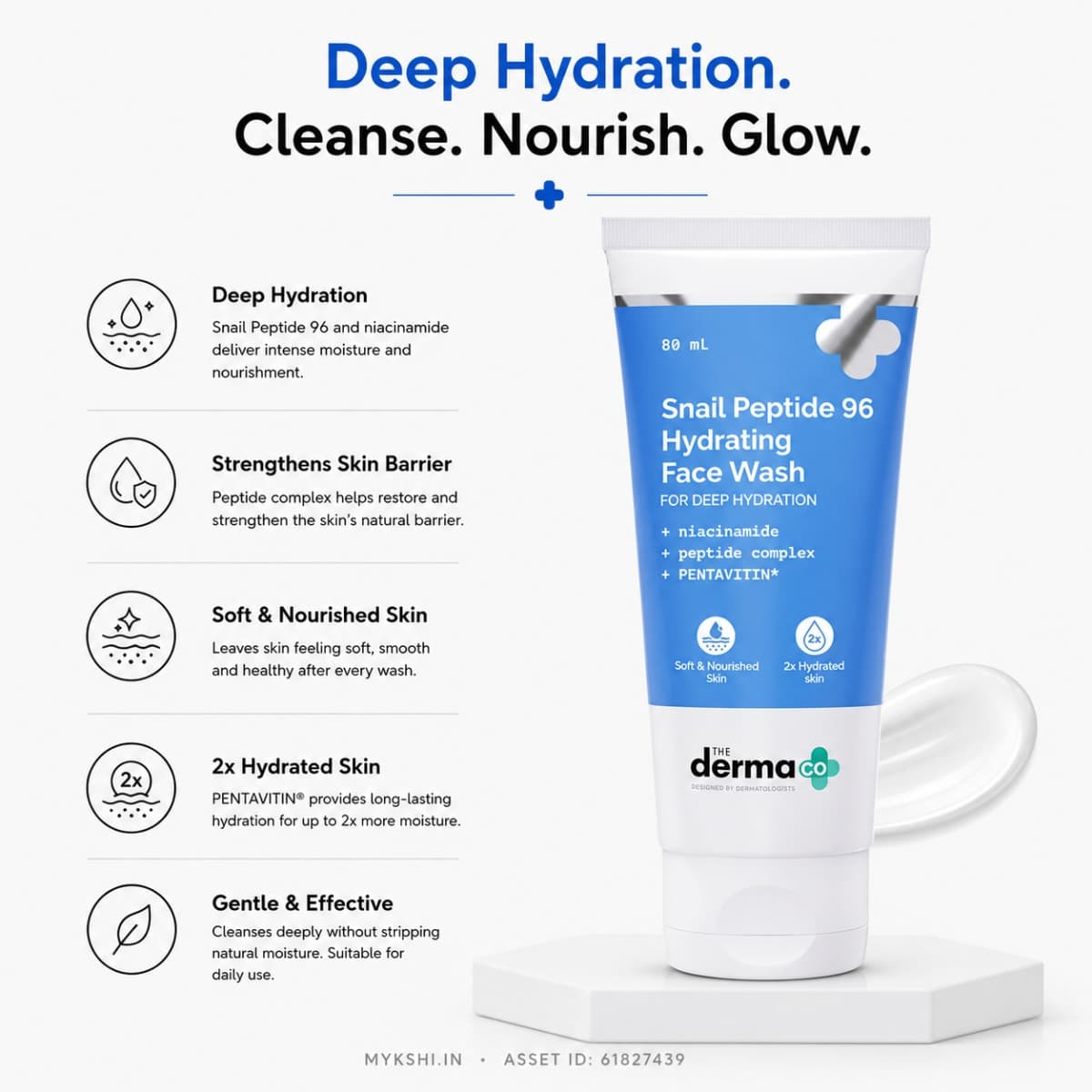 The Derma Co Snail Peptide 96 Hydrating Face Wash with Snail Mucin & Peptide Complex for Deep Hydration - 80 ml