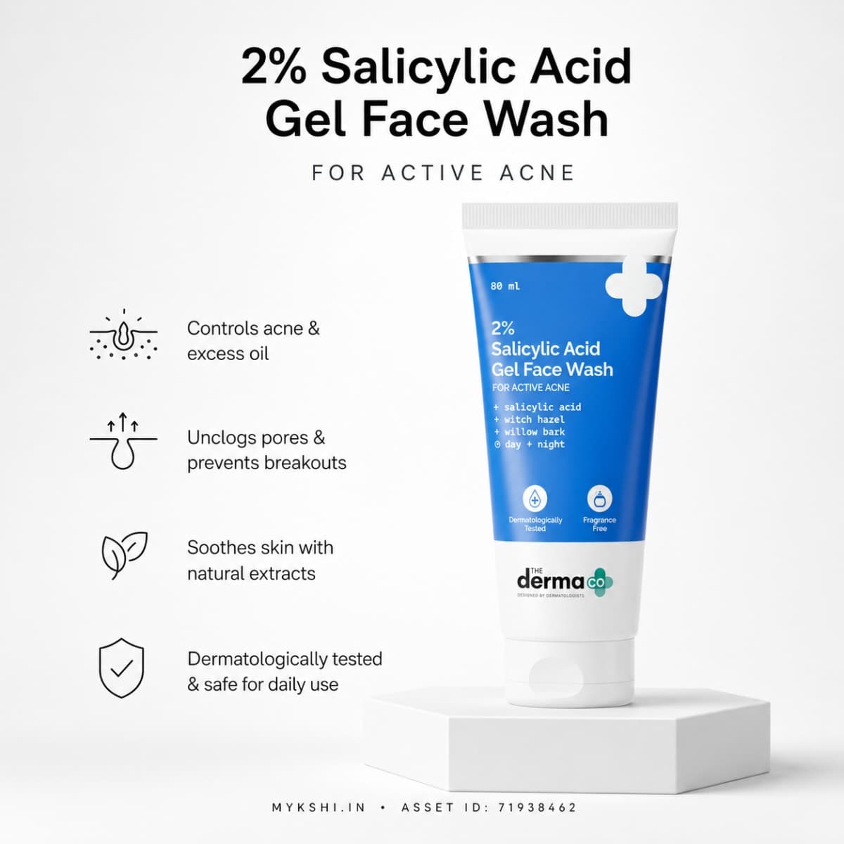 The Derma Co 2% Salicylic Acid Gel Daily Face Wash - 80ml