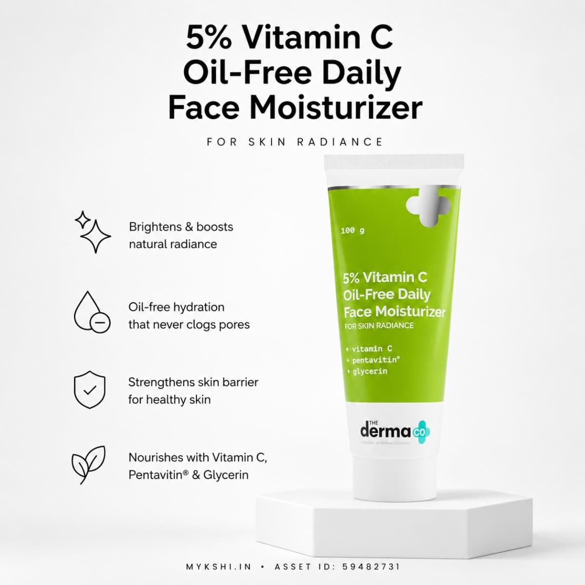 The Derma Co 5% Vitamin C Oil-Free Daily Face Moisturizer for Skin Radiance - 100g