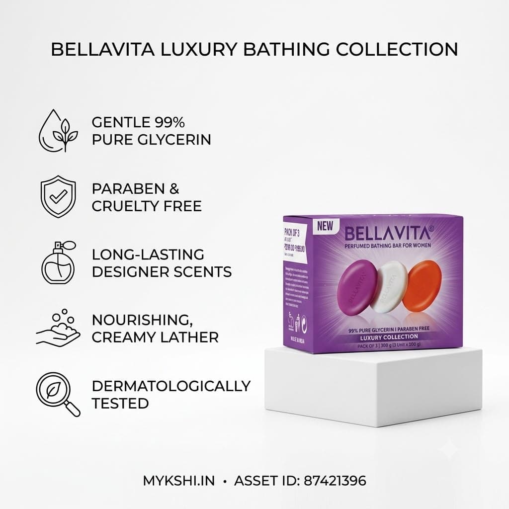 BELLAVITA Perfumed Bathing Bar For Women (Pack of 3) ( DATE Woman Soap ,GLAM Woman Soap ,White Oud Soap)