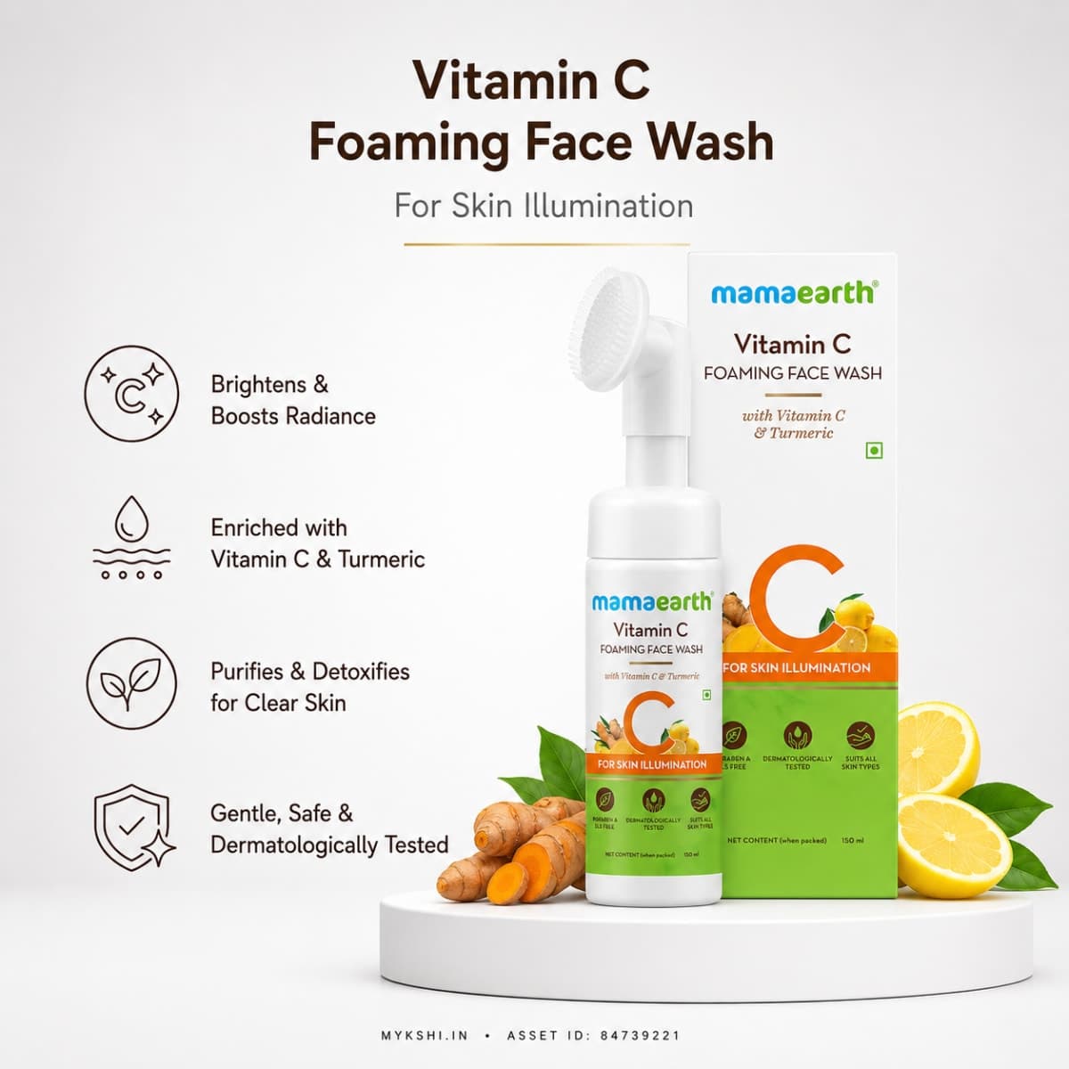 Mamaearth Vitamin C Foaming Face Wash with Vitamin C and Turmeric for Skin Illumination - 150ml
