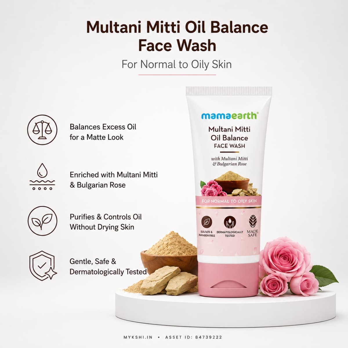 Mamaearth Multani Mitti Face Wash with Multani Mitti & Bulgarian Rose For Oil Control & Acne 