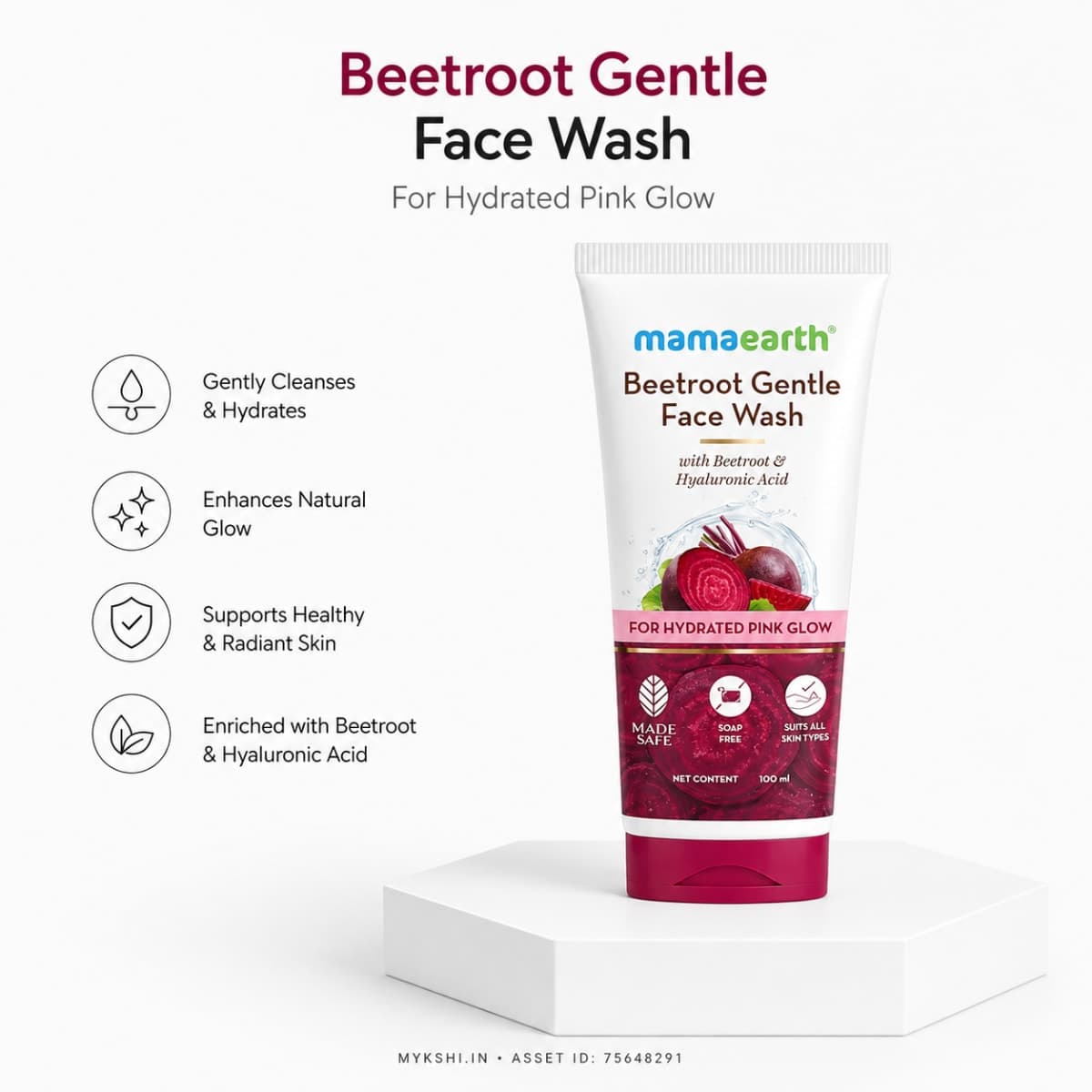 Mamaearth Beetroot Gentle Face Wash With Beetroot & Hyaluronic Acid 