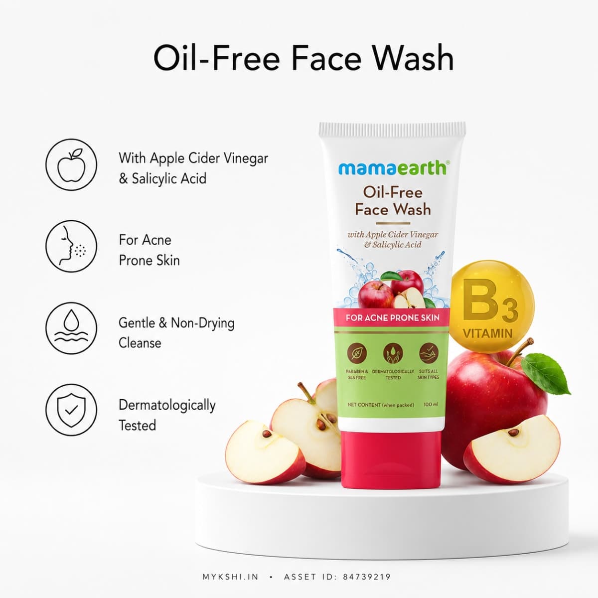 Mamaearth Oil-Free Face Wash with Apple Cider Vinegar & Salicylic Acid for Acne-Prone Skin