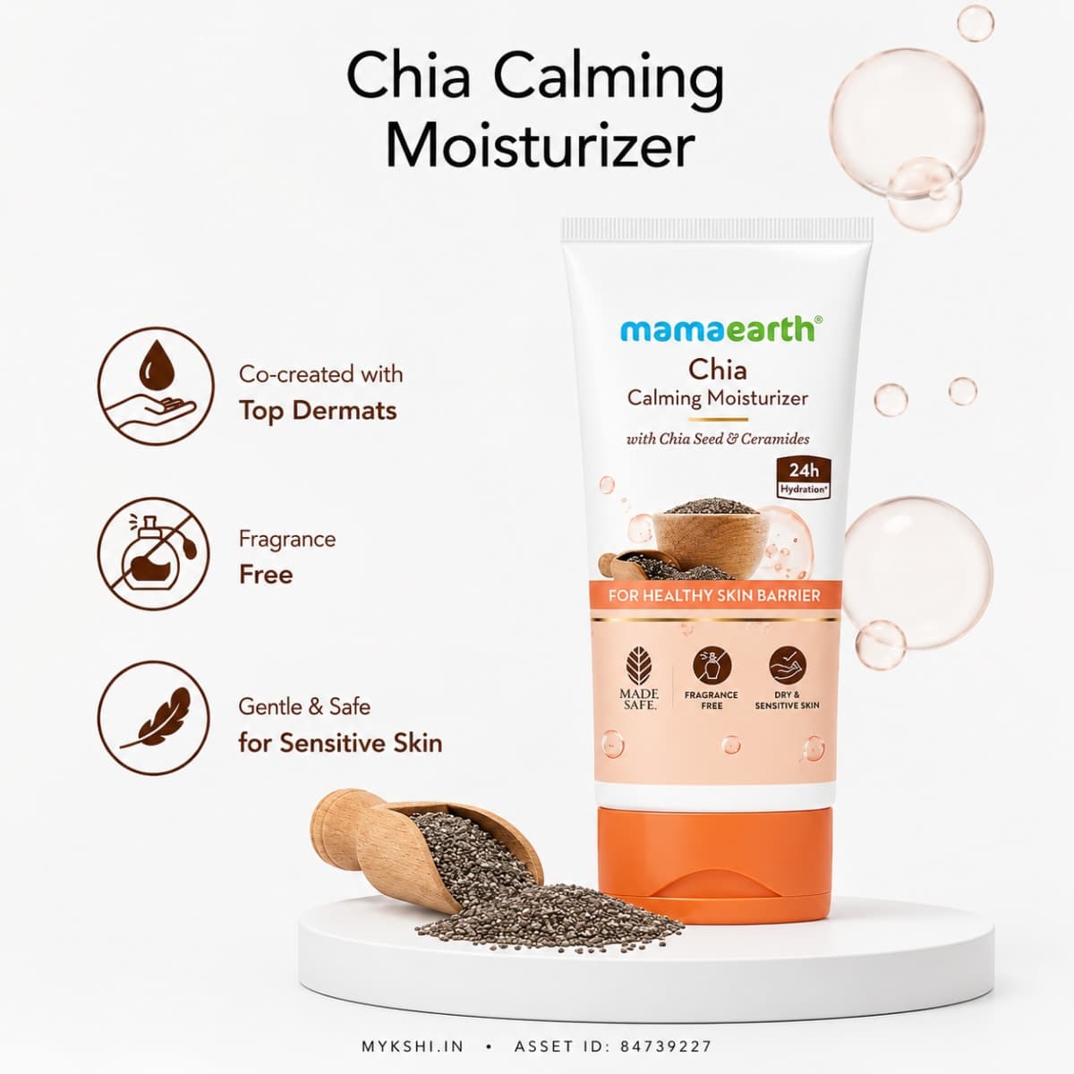 Mamaearth Chia Calming Moisturizer with Chia Seed & Ceramides for Healthy Skin Barrier - 80g