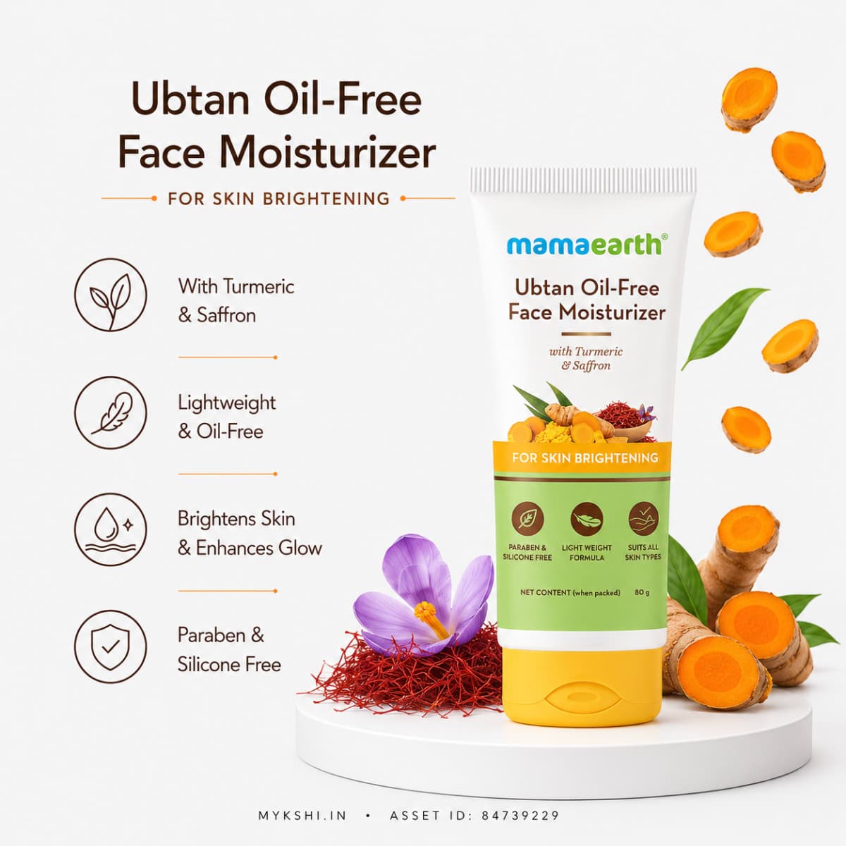 Mamaearth Ubtan Oil-Free Face Moisturizer for Skin Brightening - 80 g