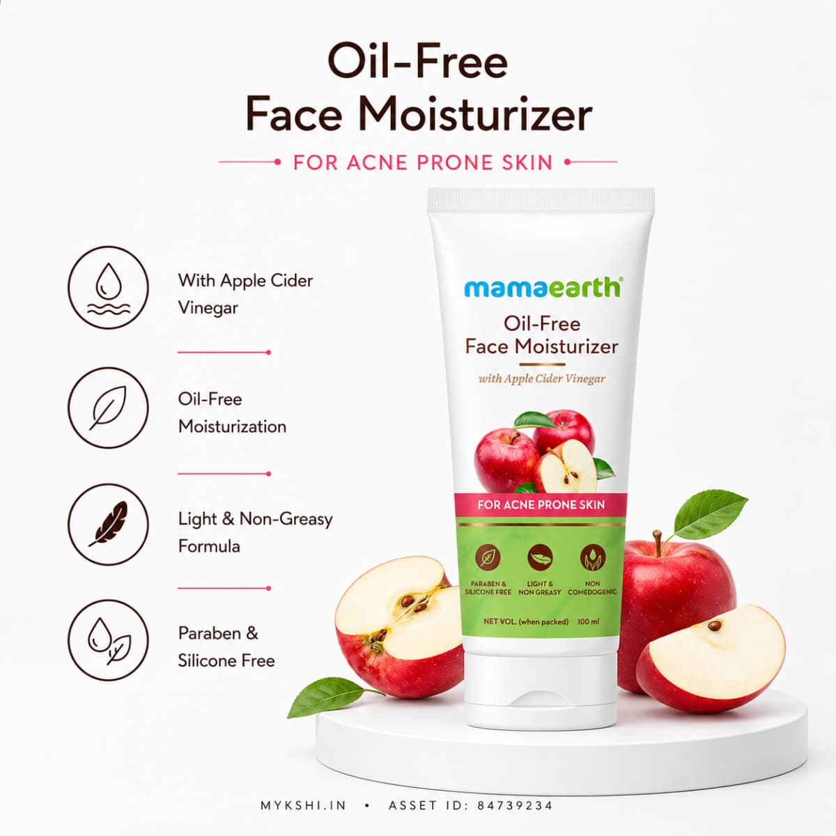 Mamaearth Oil-Free Face Moisturizer for Acne-Prone Skin, 80ml 