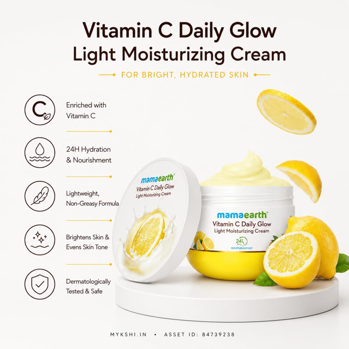 Mamaearth Vitamin C Daily Glow Light Moisturizer with Turmeric & Vitamin C for Skin Brightening - 200 g