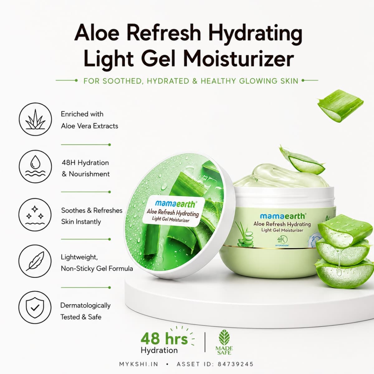 Mamaearth Aloe Refresh Hydrating Light Gel Moisturizer with Aloe Vera & Hyaluronic Acid for Hydrated Refreshed Skin - 200 g