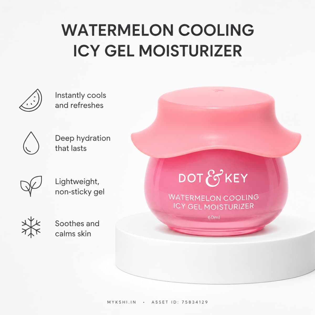 Dot & Key Watermelon Cooling Icy Gel Moisturizer With Hyaluronic - 60 G