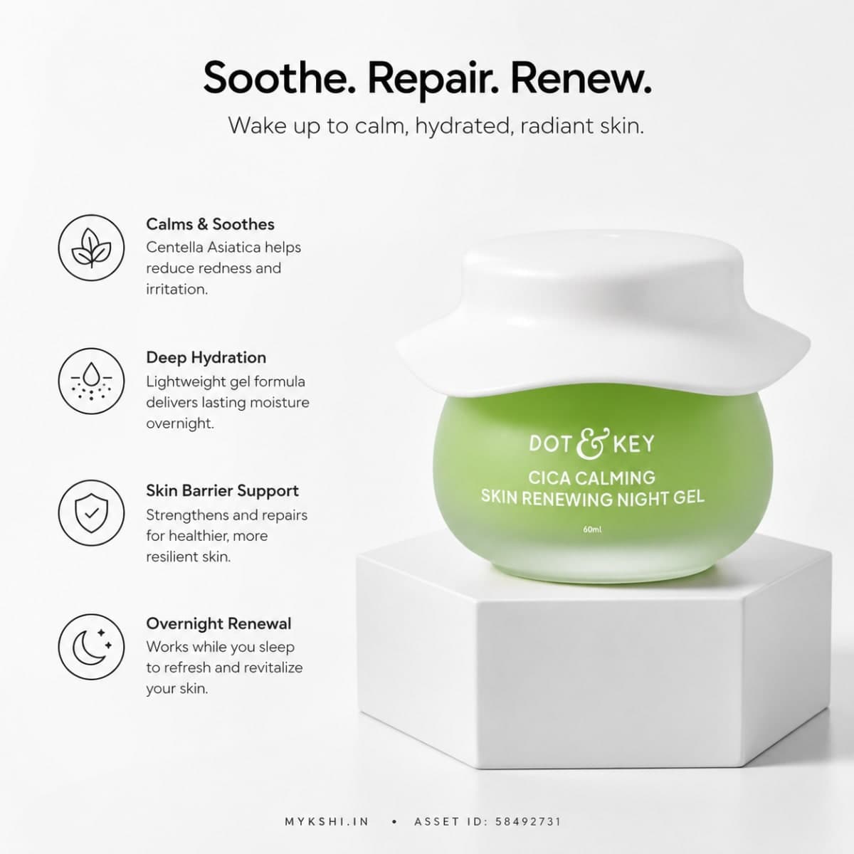 Dot & Key Cica Calming Night Gel (Niacinamide + Green Tea) - 60 ML