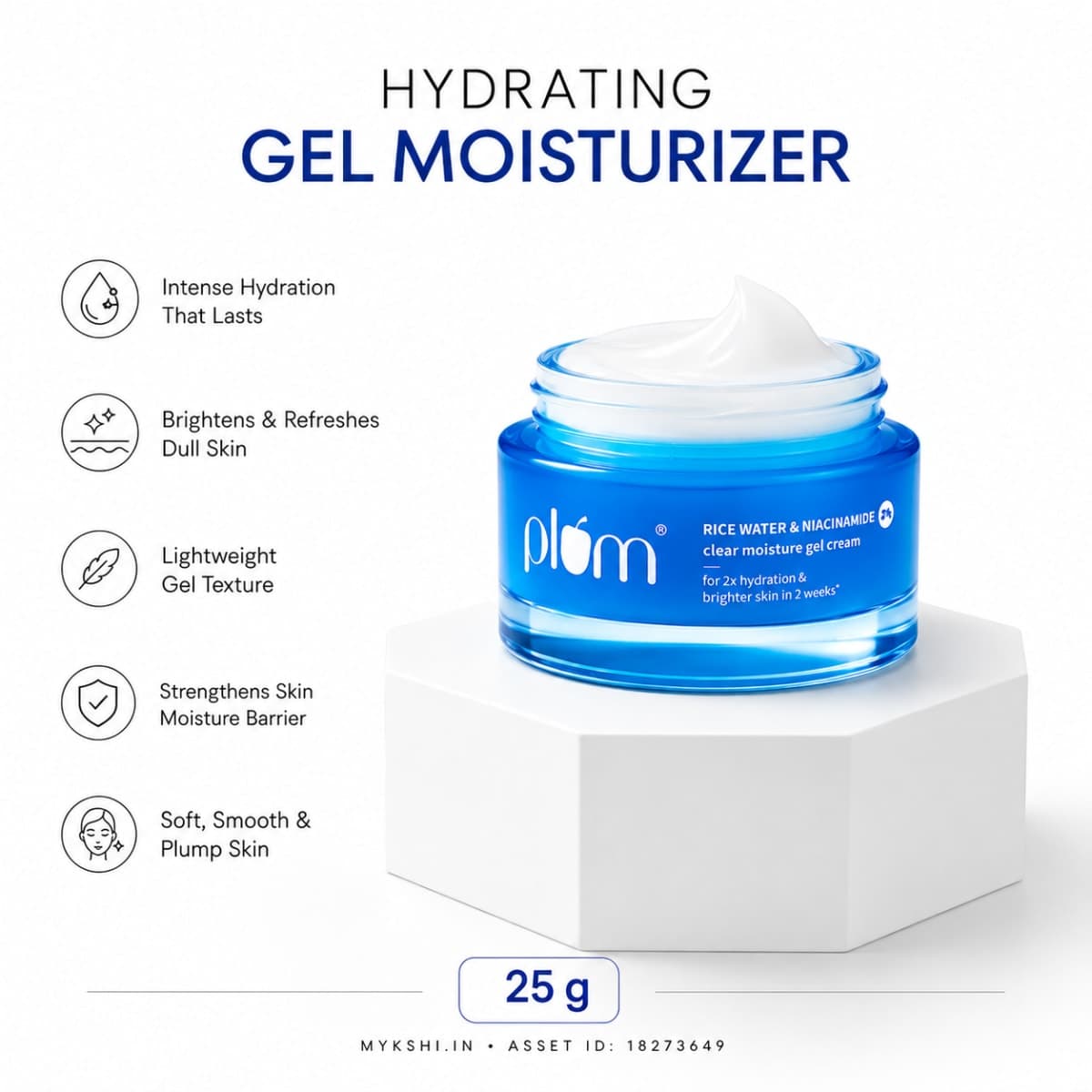 Plum 2% Niacinamide & Rice Water Brightening Gel Moisturizer For Clear & Bright Skin