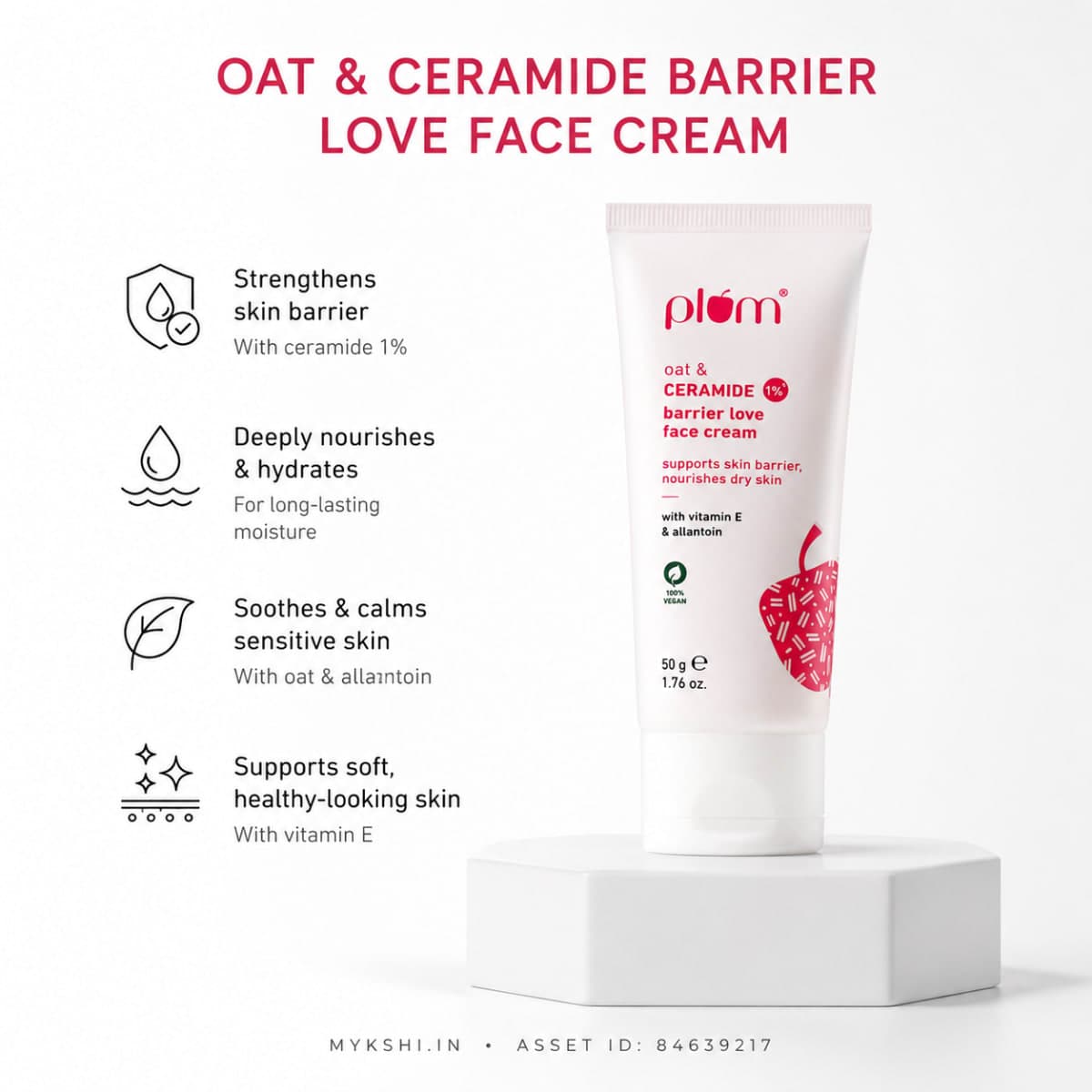 Plum Oat & 1% Ceramide Face Cream For Dry Skin - 50 gm