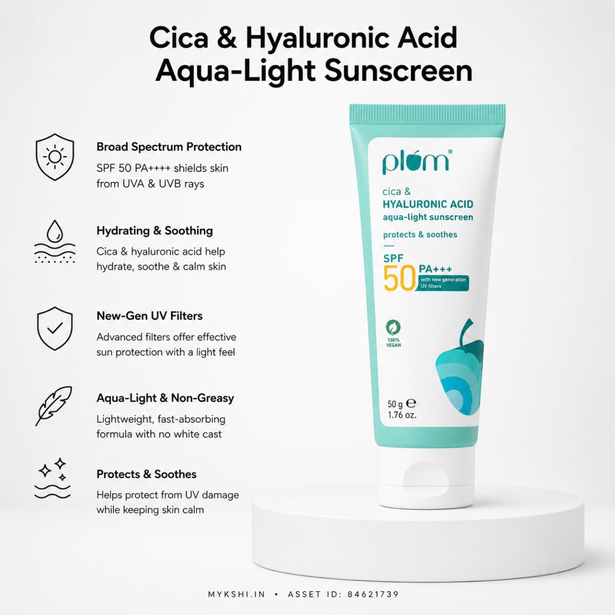 Plum Cica & Hyaluronic Acid Aqua-Light SPF 50 PA++++ - 50 g