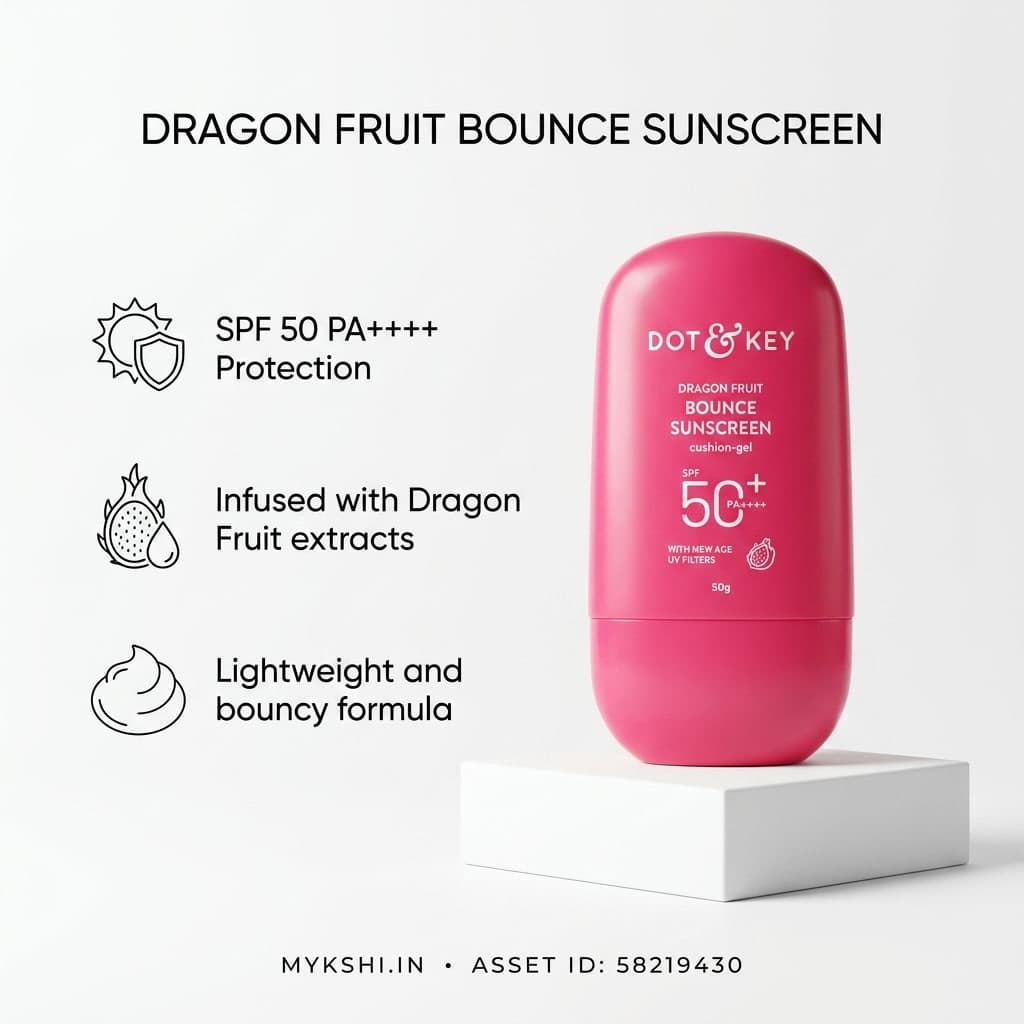 Dot & Key Dragon Fruit Bounce Gel Sunscreen SPF 50+ PA++++, With New-Age UV Filters - 50 g