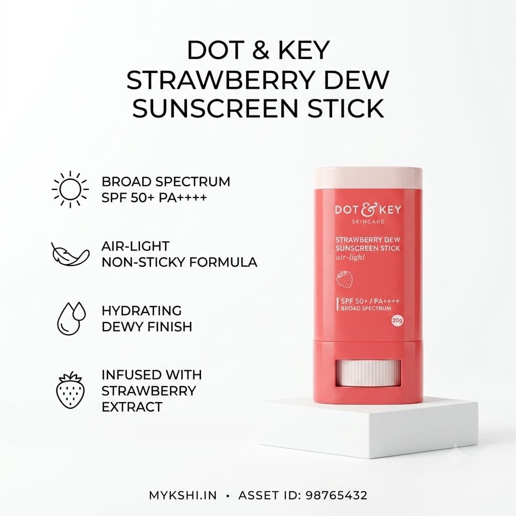 Dot & Key Strawberry Sunscreen Stick, In-Vivo Tested SPF 50+ PA++++ - 20 g