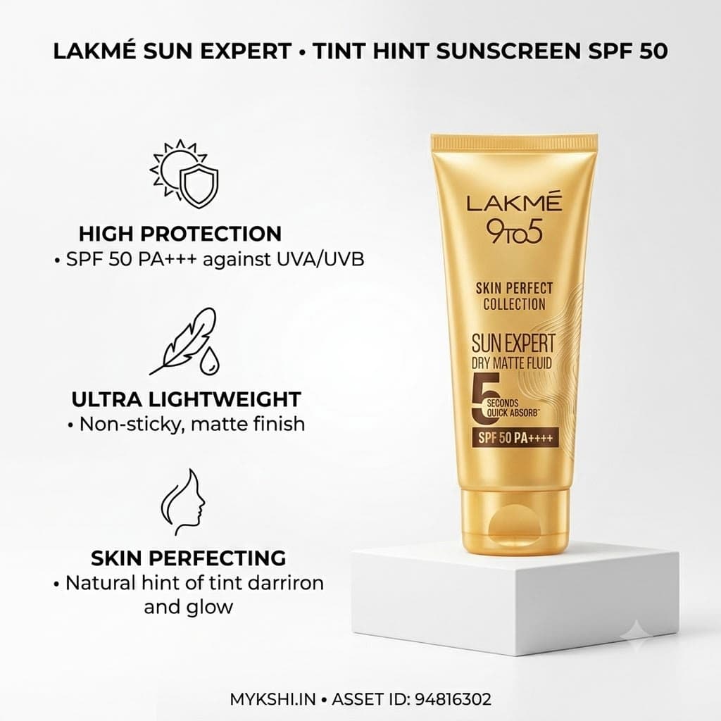 Lakme Sun Expert Dry Matte Fluid SPF 50++++ Sunscreen with 1% niac & ceramide, for oily skin 50ml 