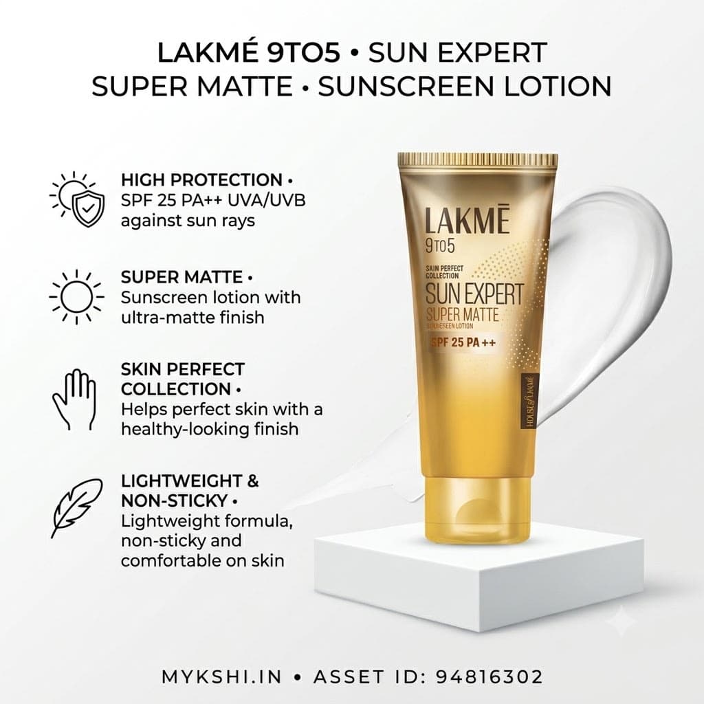 Lakme Lakmē Sun Expert SPF 25 PA++ Super Matte Lotion Sunscreen, Lightweight, Non Sticky,100ml 