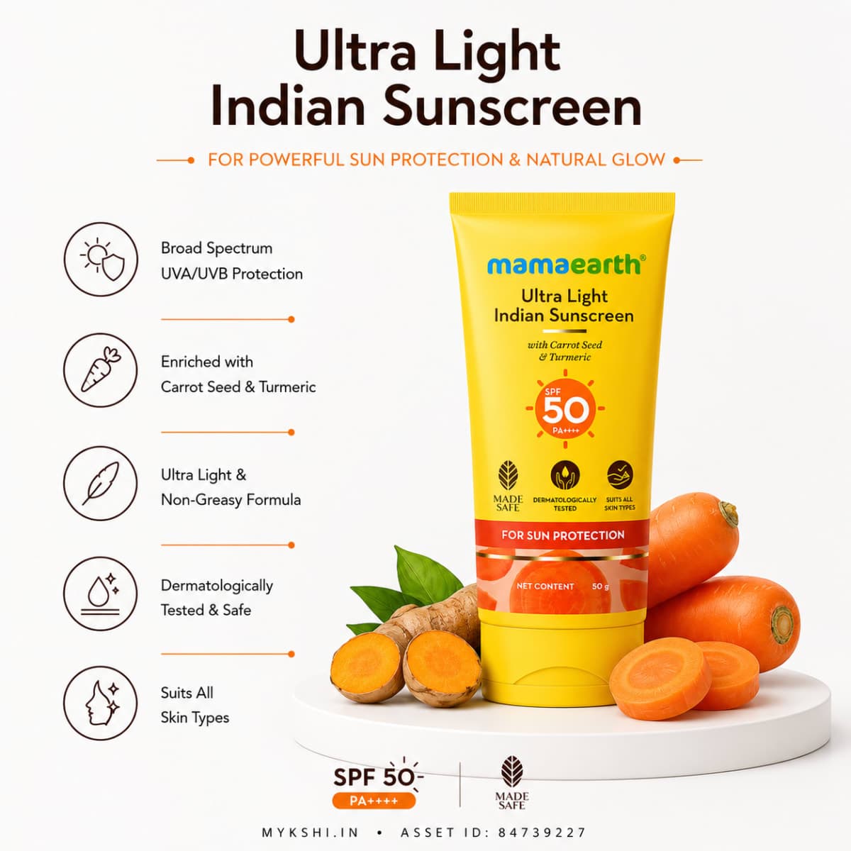 Mamaearth Ultra-Light Indian Sunscreen SPF 50 PA++++