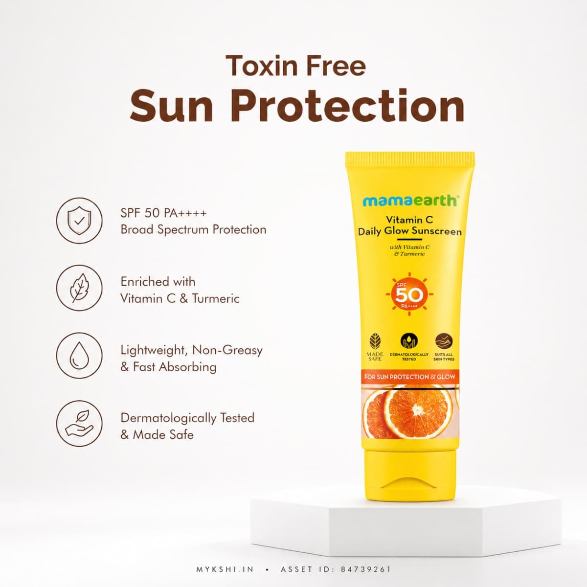 Mamaearth Vitamin C Daily Glow Sunscreen with Vitamin C & Turmeric for Sun Protection & Glow 