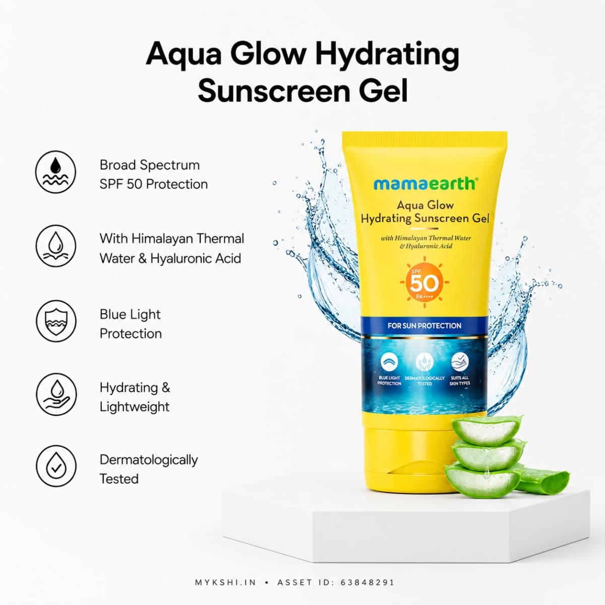 Mamaearth Aqua Glow Hydrating Sunscreen Gel with Himalayan Thermal Water and Hyaluronic Acid - 50 g