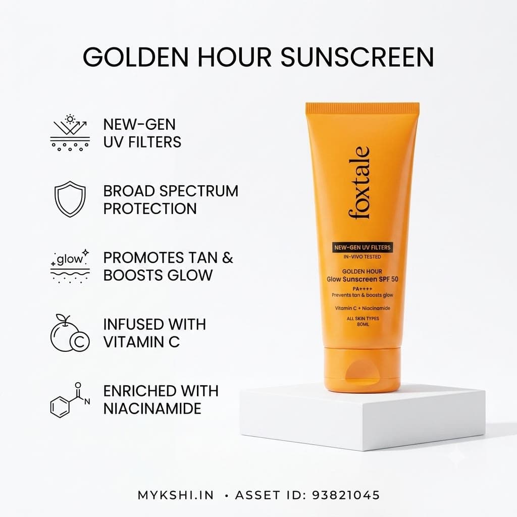 Foxtale Glow sunscreen SPF 50, In-Vivo Tested with PA++++