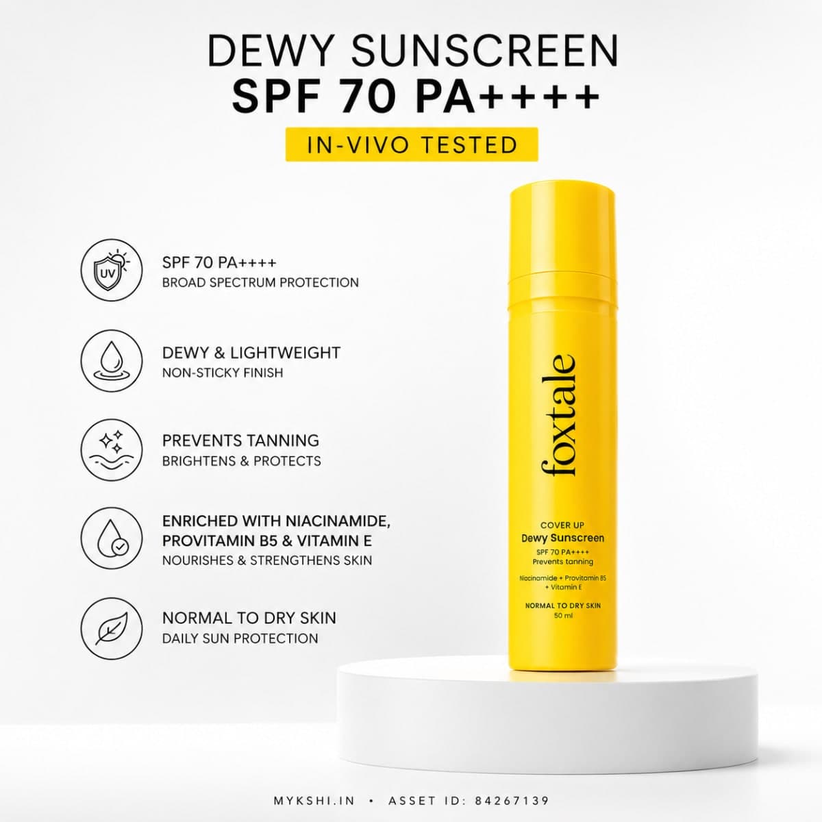 Foxtale SPF 50 Tinted Fluid Sunscreen with Niacinamide - 50 ml
