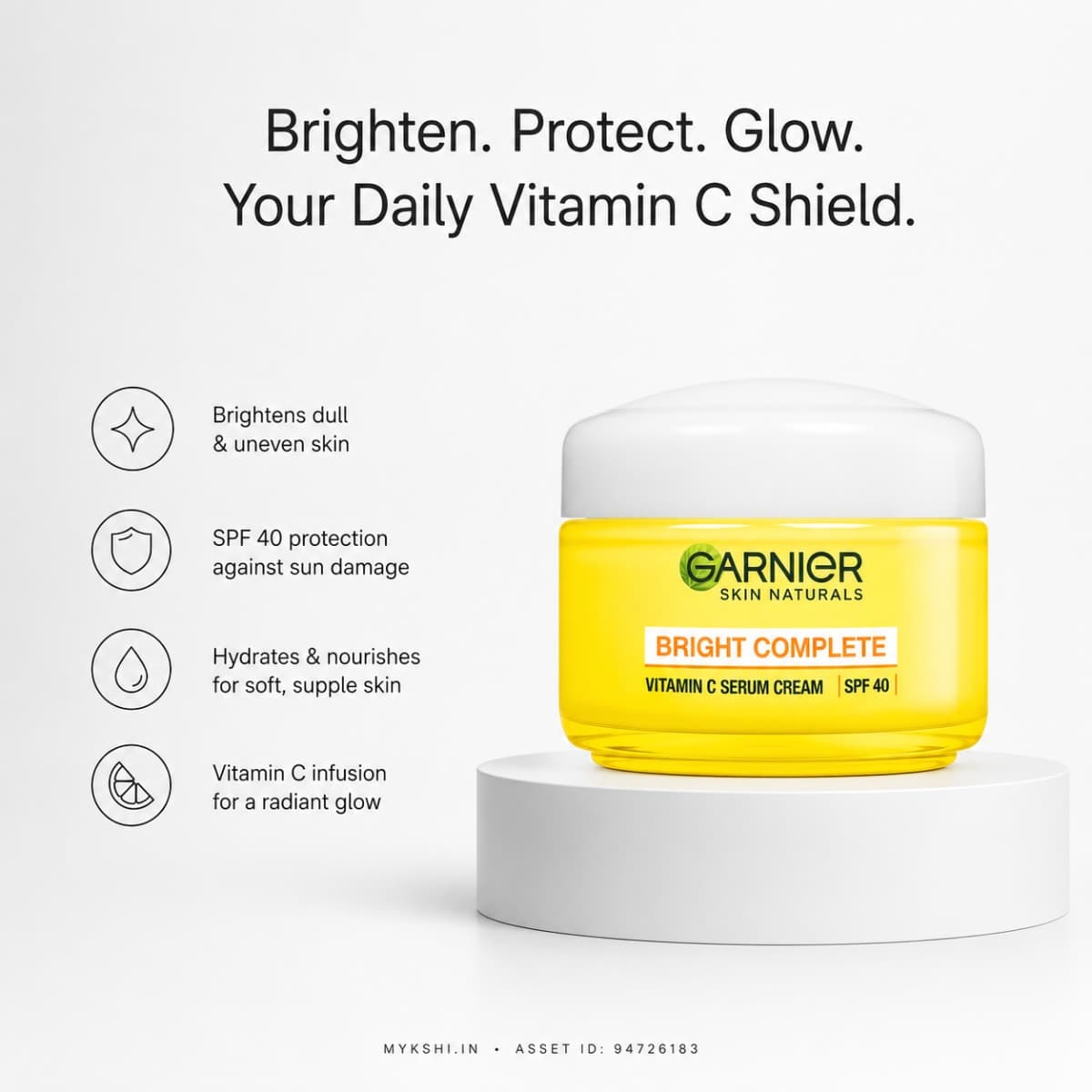 Garnier Bright Complete Vitamin C Serum Cream with SPF 40/PA +++, 45g