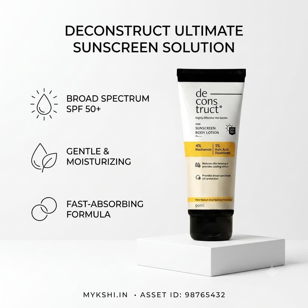 Deconstruct Detan Body Sunscreen Lotion - 4% Niacinamide +1% Kojic Acid + SPF 50 PA++++