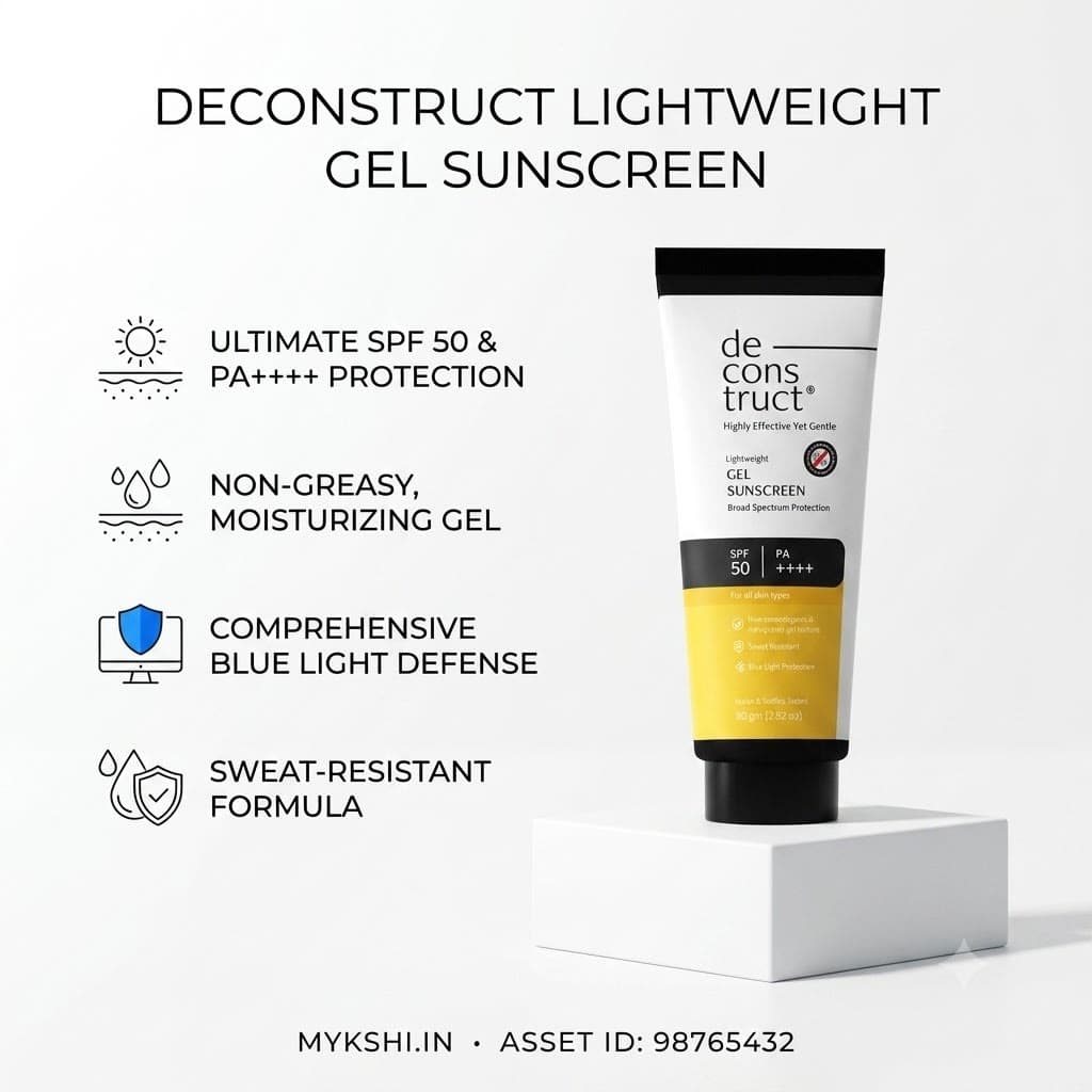 Deconstruct Gel Sunscreen For Oily Skin - SPF 50 PA++++(80 Gm) | In-Vivo Tested