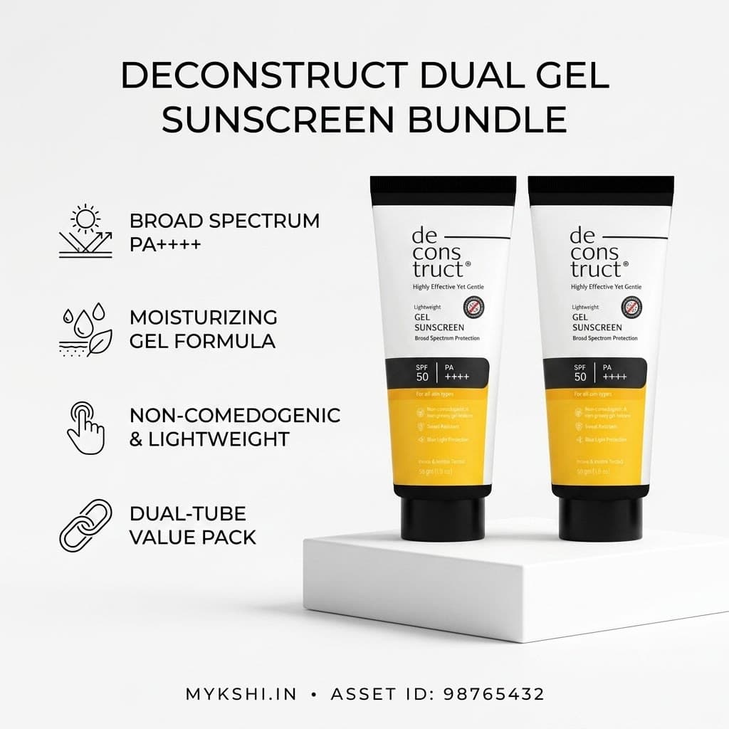 Deconstruct Gel Sunscreen SPF 50 PA++++ For Oily Skin(Pack Of 2) | Photostable Sunscreen With 4 New Gen UV Filters | Lightweight & Non-Greasy