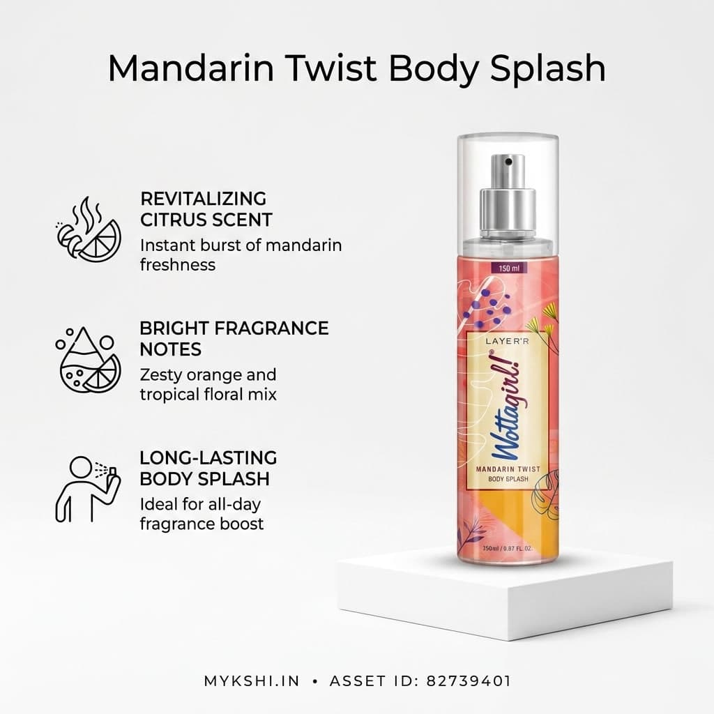 Wottagirl! Mandarin Twist Body Mist 150ml | Long-Lasting Fruity Fragrance for Women | Orange & Raspberry Notes