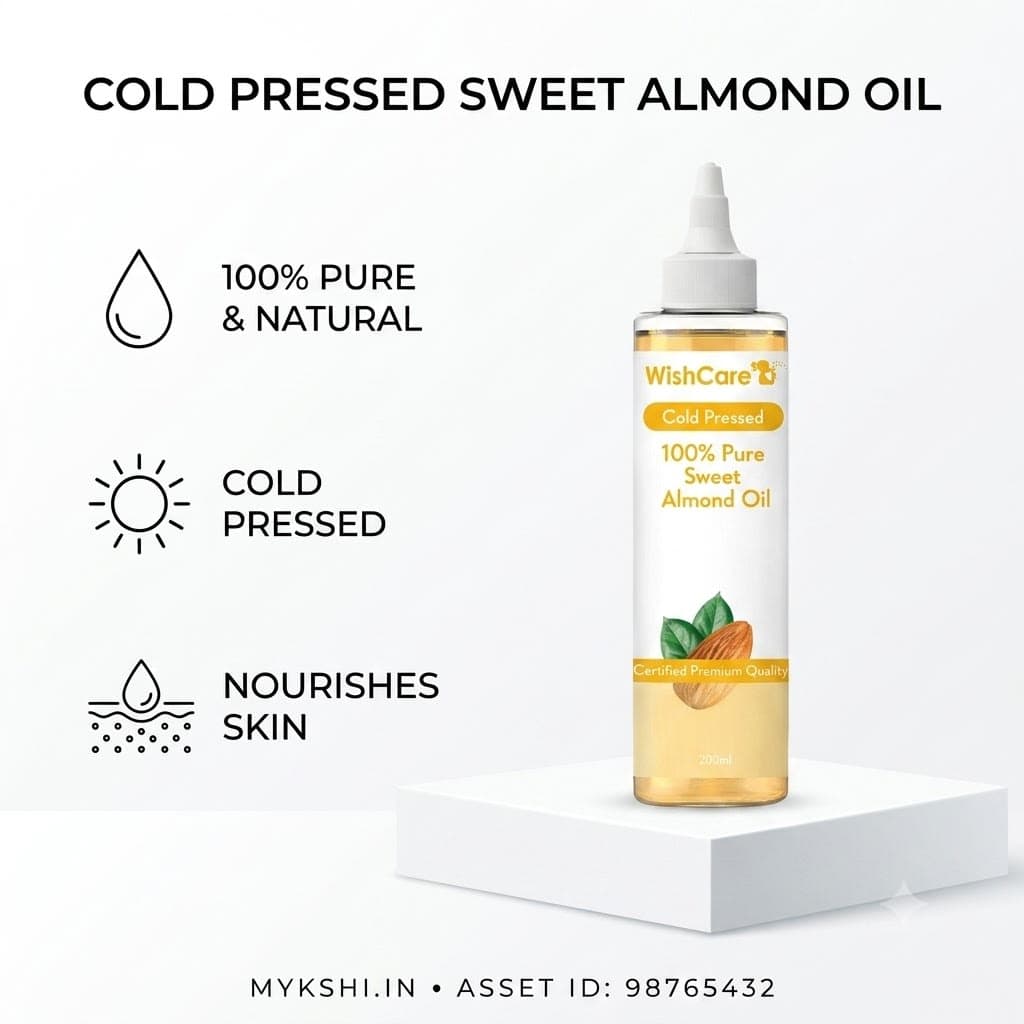 WishCare Cold Pressed Sweet Almond Oil - 200ml
