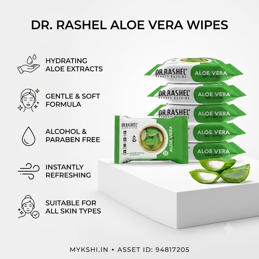 DR. RASHEL Aloevera Face Wet Wipes Pack of 6