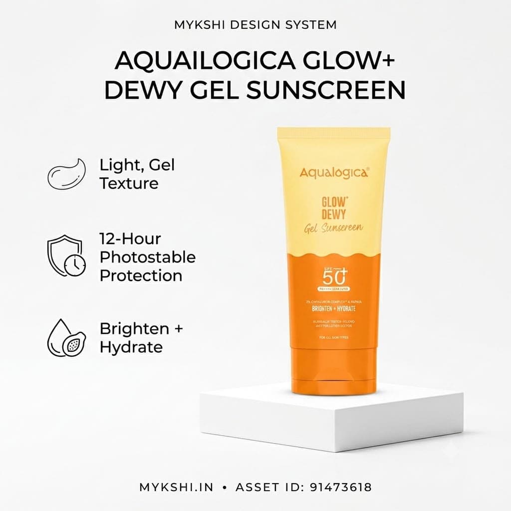 Aqualogica Glow+ Dewy Gel Sunscreen In-Vivo Tested SPF 50+ PA++++ with Papaya & Vitamin C - 80g