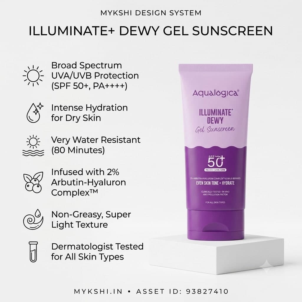 Aqualogica Illuminate+ Dewy Sunscreen In-Vivo Tested SPF 50+ PA++++ with Wild Berries & Alpha Arbutin - 80 g