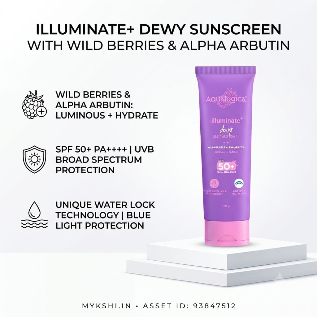 Aqualogica Illuminate+ Dewy Sunscreen SPF 50+ PA++++ with Wild Berries & Alpha Arbutin - 125 g