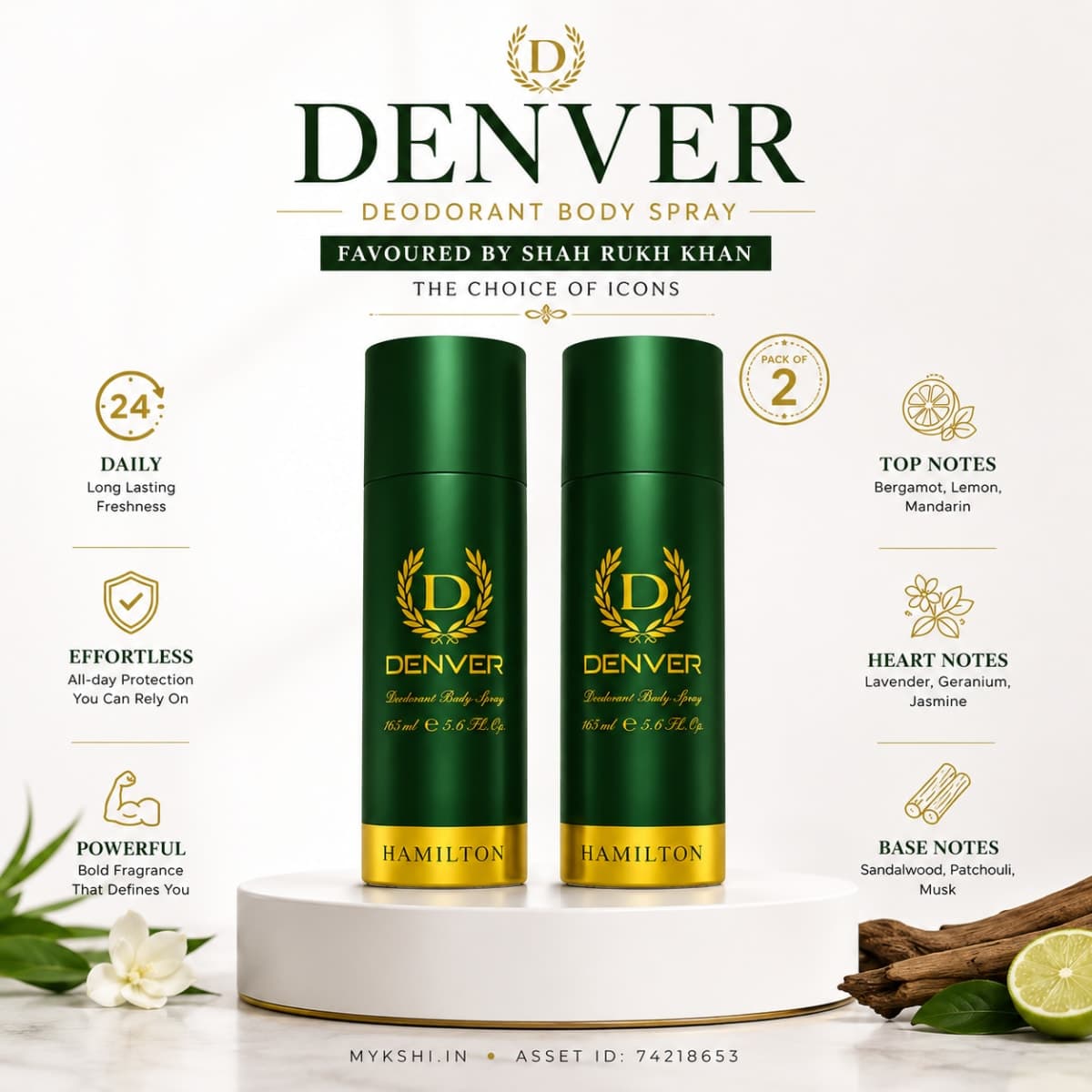 DENVER Pack of 2 Hamilton Deos - 180ml