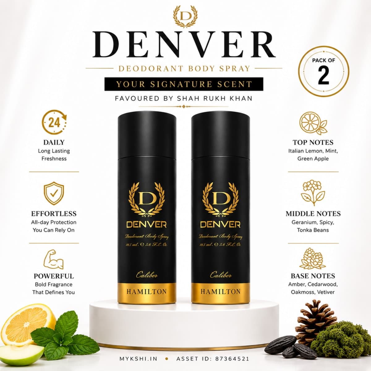 DENVER Pack of 2 Caliber Deos - 180/200ml 
