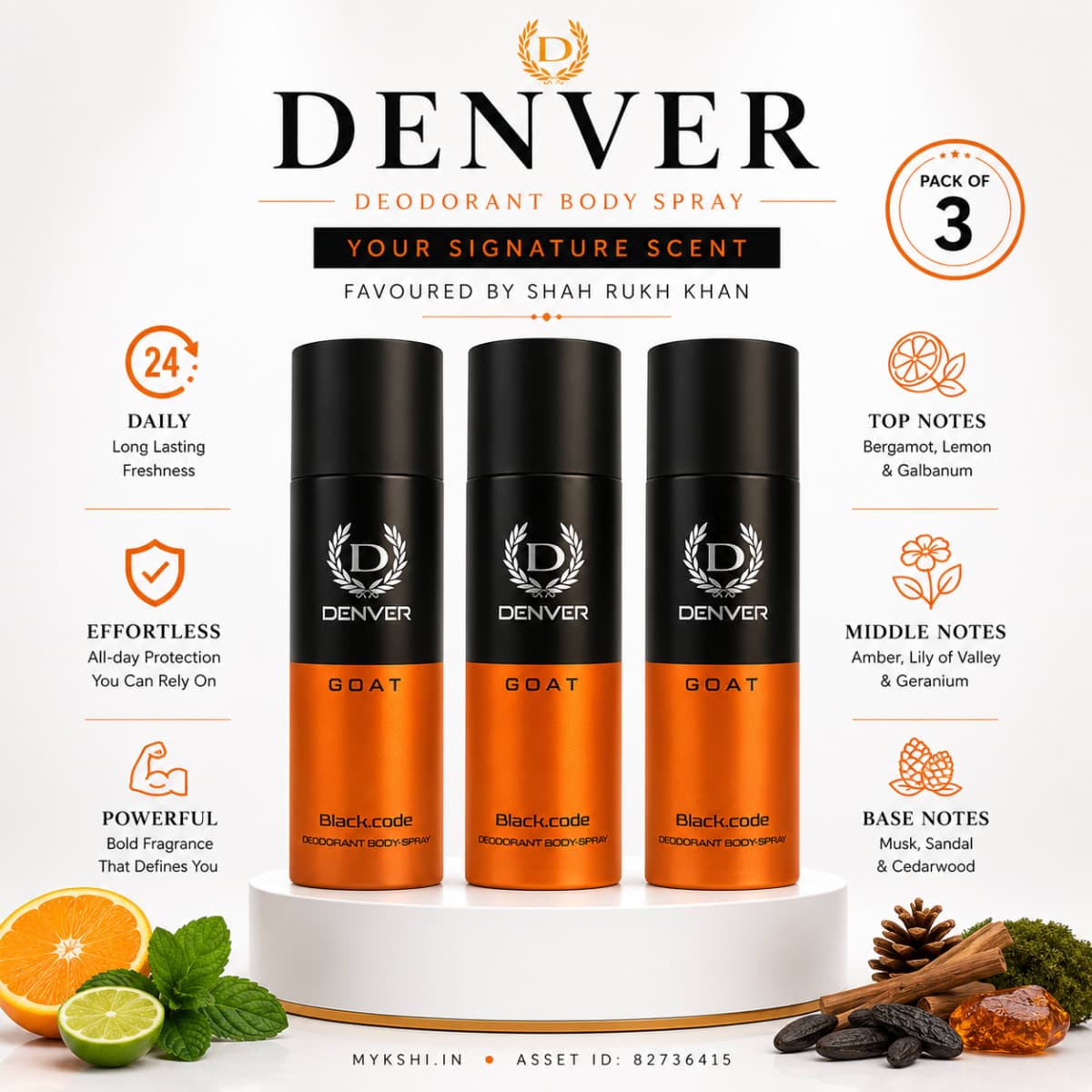 DENVER Goat Deo 150ml Deodorant Pack of 3