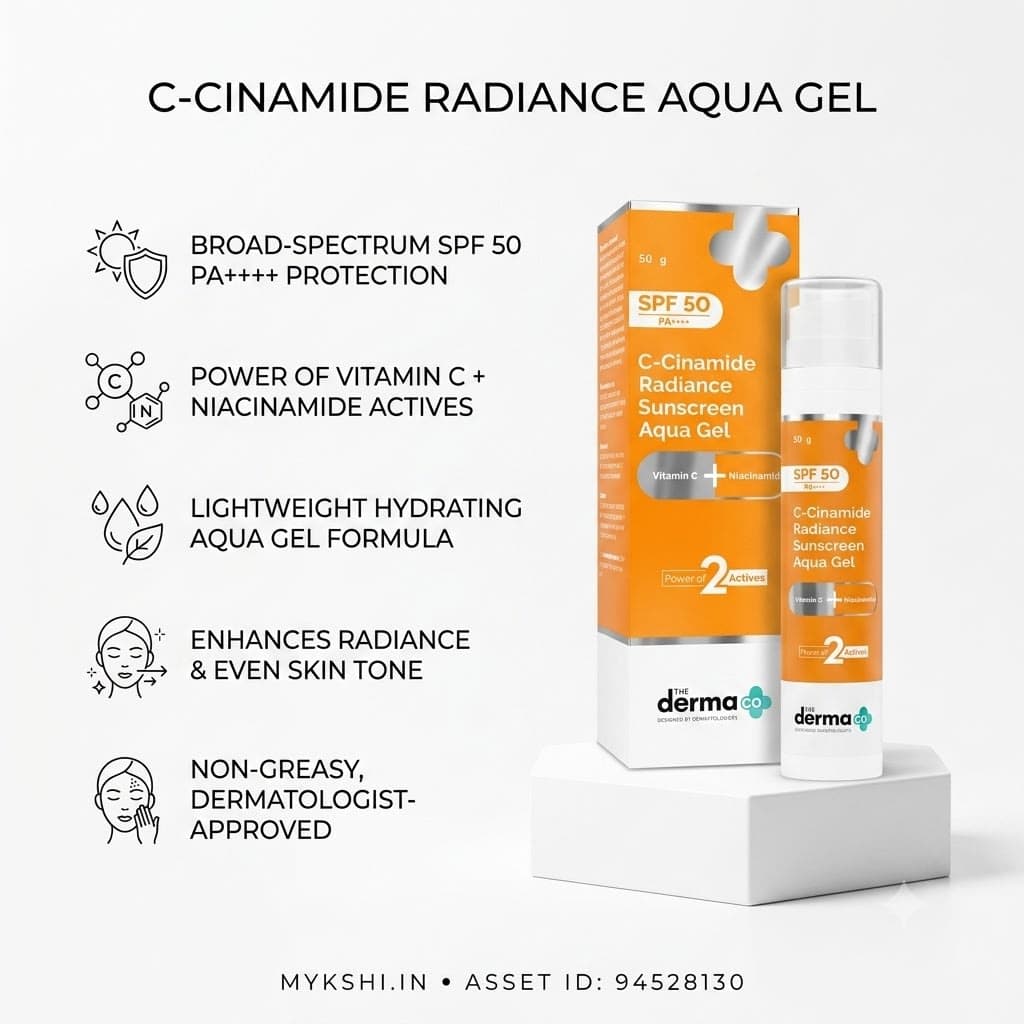 The Derma Co C-Cinamide Radiance Sunscreen Aqua Gel with SPF 50 & PA++++ - 50g ( pack of 2 )