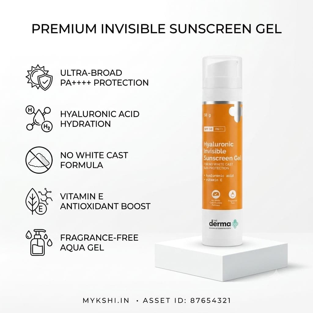 The Derma Co Hyaluronic Invisible Sunscreen Gel with Hyaluronic Acid & Vitamin E - 50g