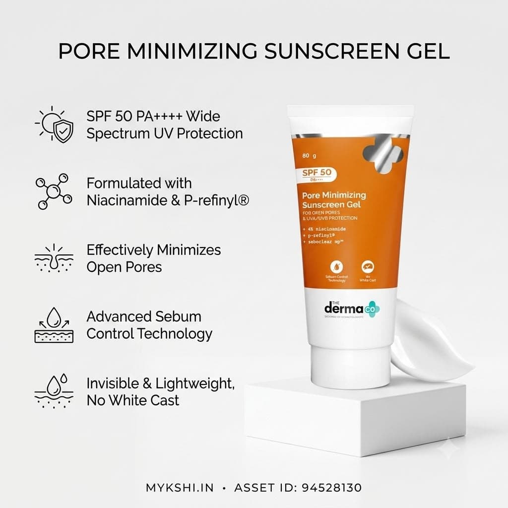 The Derma Co Pore Minimizing Sunscreen Gel For Open Pores & UVA/UVB Protection - 80g