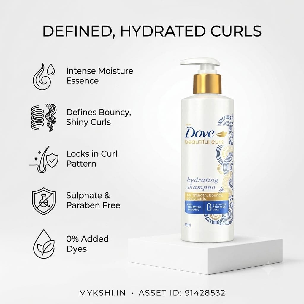 Dove Beautiful Curls Sulphate Free Shampoo 380ml, For Curly Hair