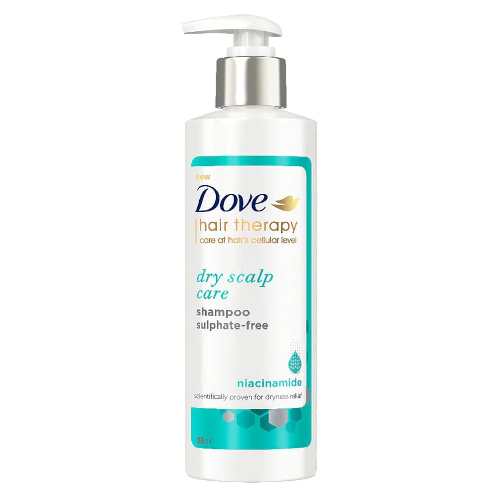 Dove Hair Therapy Dry Scalp Care Sulphate-Free Shampoo, No Parabens & Dyes, With Niacinamide, 380ml