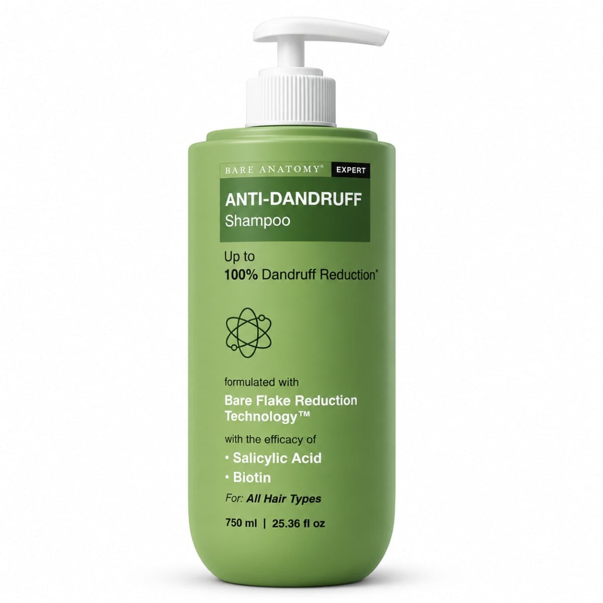 BARE ANATOMY Anti Dandruff Shampoo With Salicylic Acid, Piroctone Olamine & Biotin 750ml